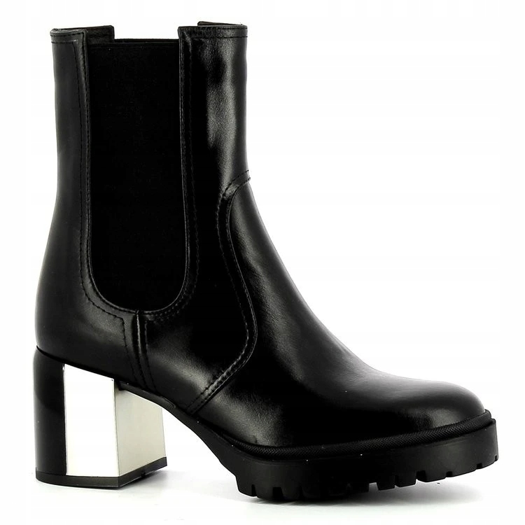 Carinii B7853 Kotníkové Boty Sloupek Kůže Lico Černé