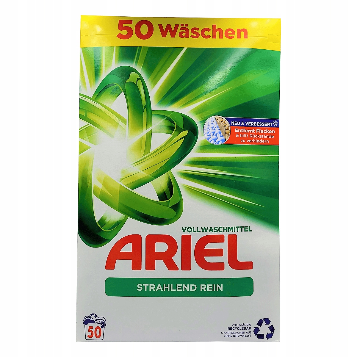 Levně !Ariel Strahlend Rein univerzální prací prášek 50 praní 3,25 kg