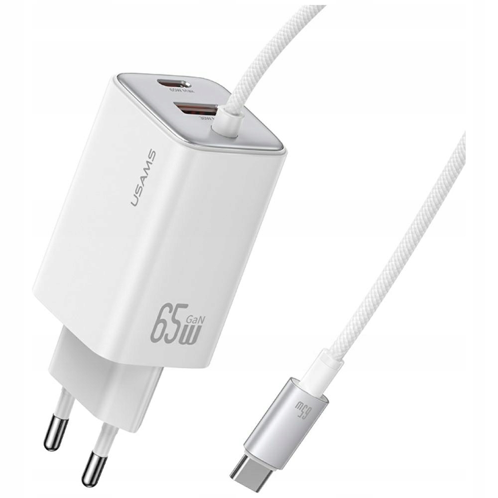 Rychlá Síťová Nabíječka 65W Gan Usb-c Usb-a S Kabelem, Bílá