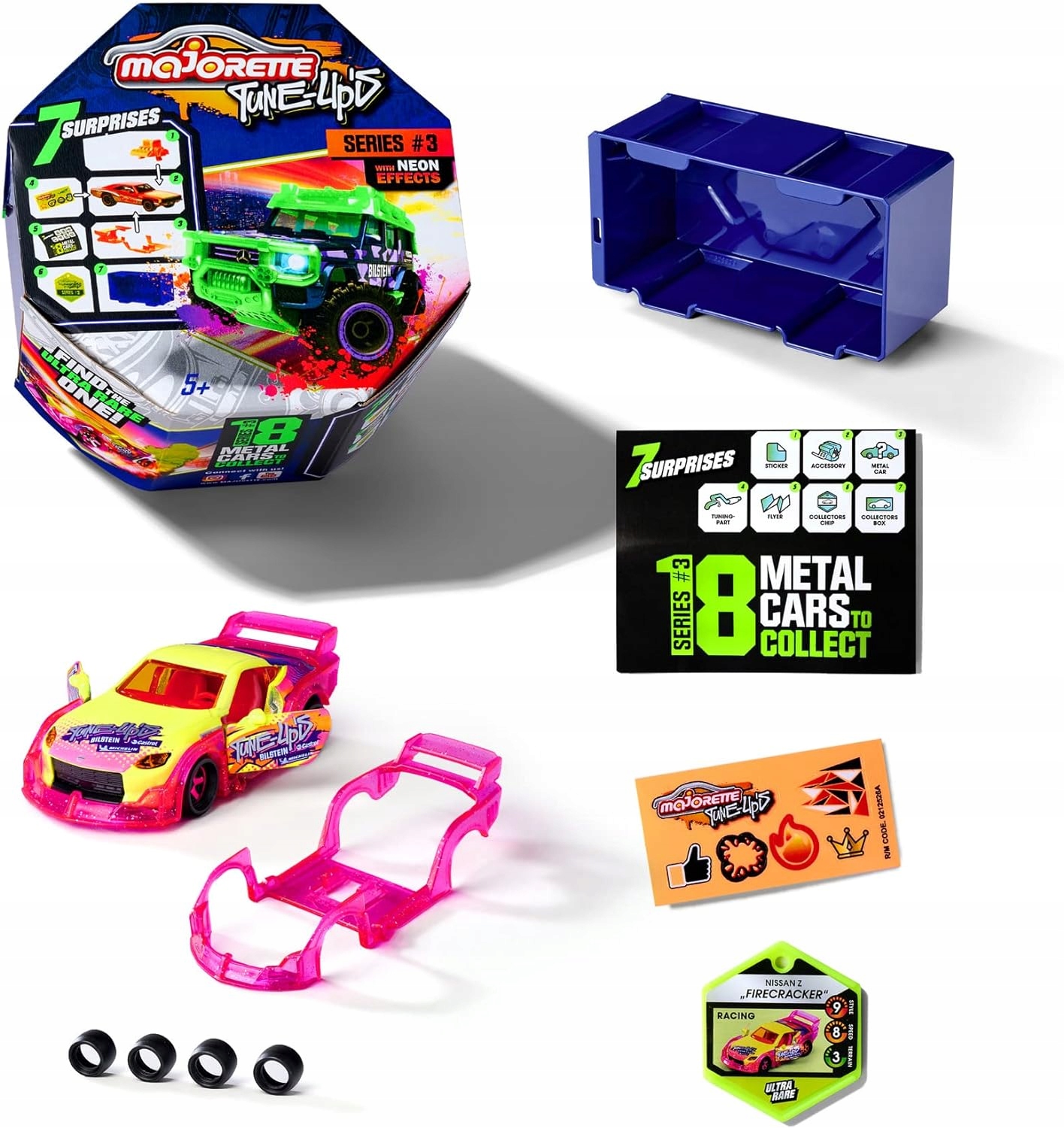 Majorette Tune-Up's seria 3 neon effects samochód z 7 niespodziankami Materiał metal plastik