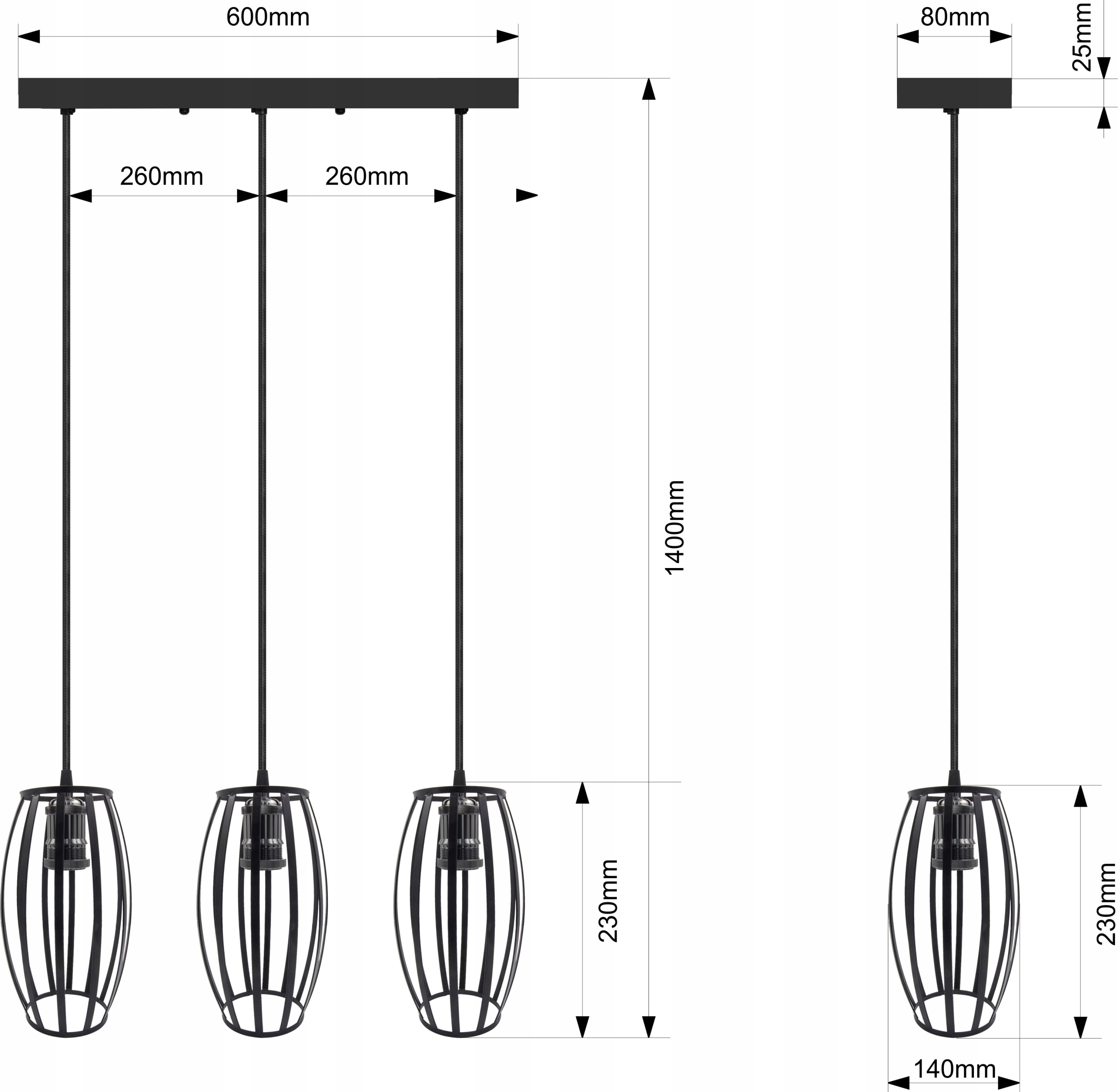 LAMPA SUFITOWA WISZĄCA LARGO ŻYRADNOL LED LOFT AC3 Marka B-LINE