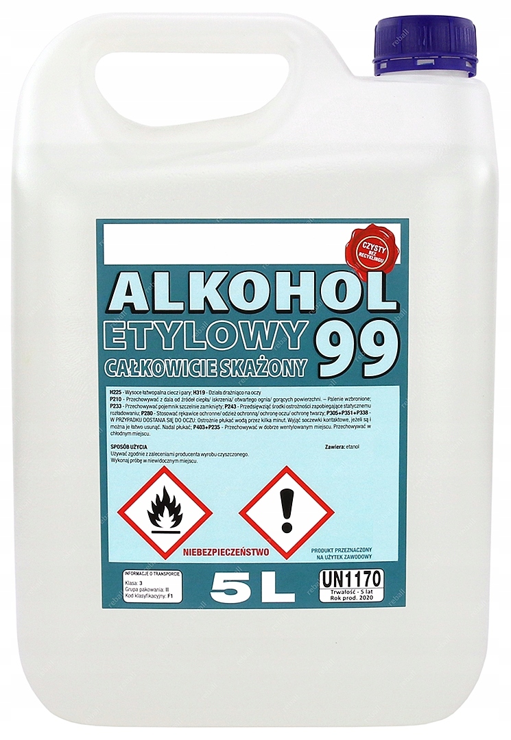 Etanol 99,9% Rektifikovaný Lihový Dehydrovaný Dezinfekční Rozpouštědlo 5 L