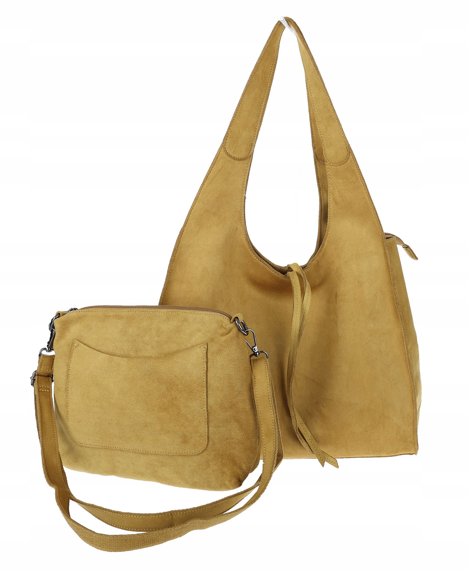 Dámská kabelka shopper semišová módní do práce taška L140 Hořčicová