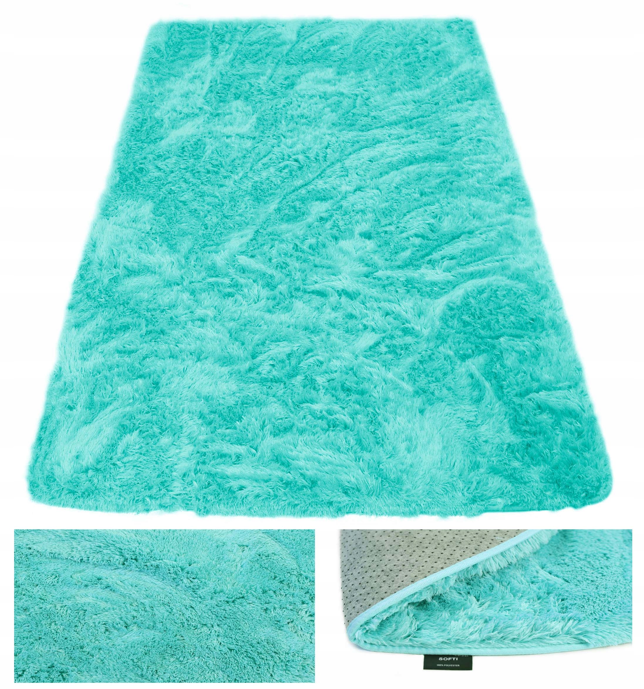 Koberec Plyšový Shaggy Měkký Tyrkysový Vlas Softi Plyš 80x150 cm