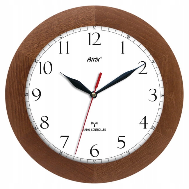 Zegar drewniany sterowany radiowo K c.dąb