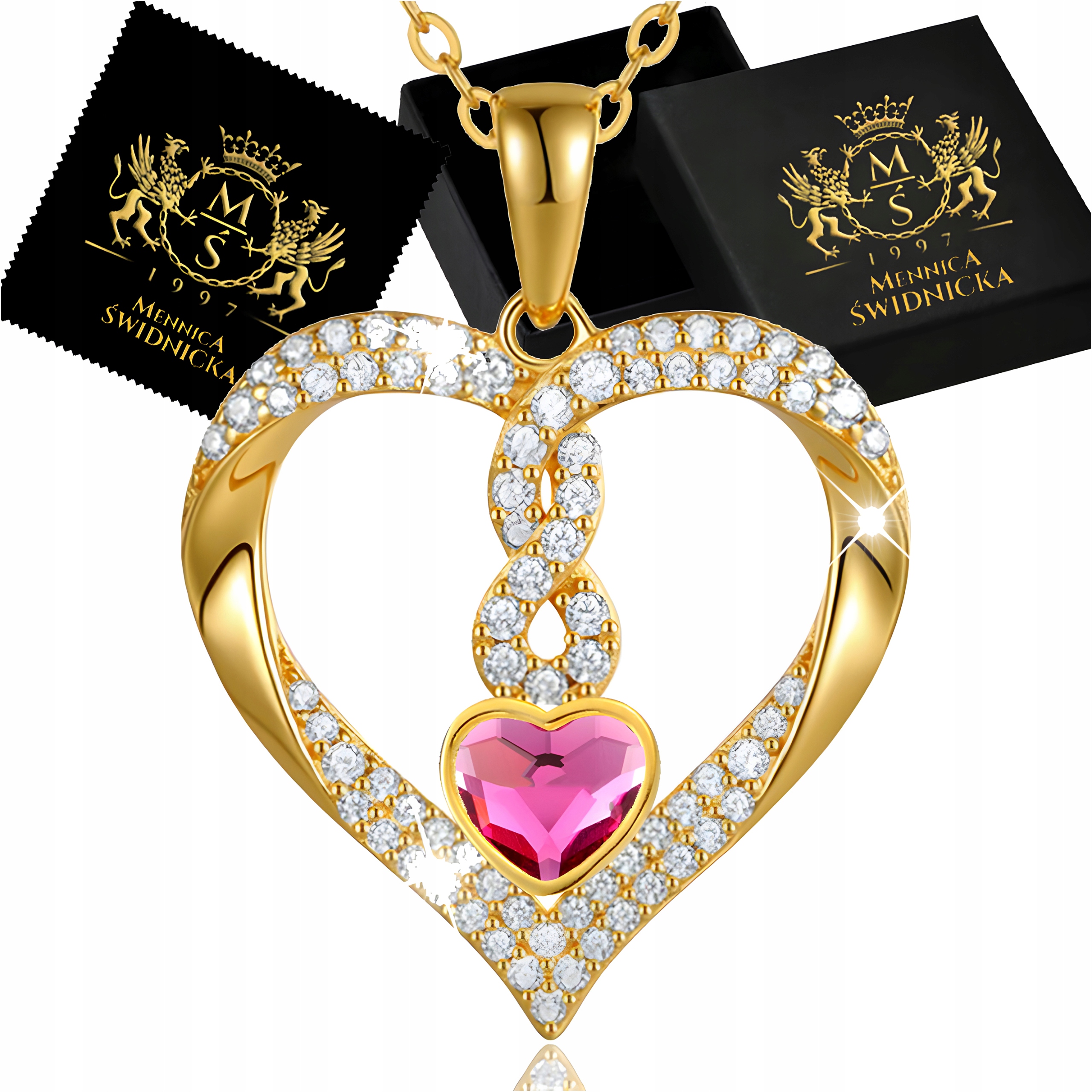 Zlatý náhrdelník Infinity Srdce pro ženy Stříbrný Přívěsek Dárek pro ženy