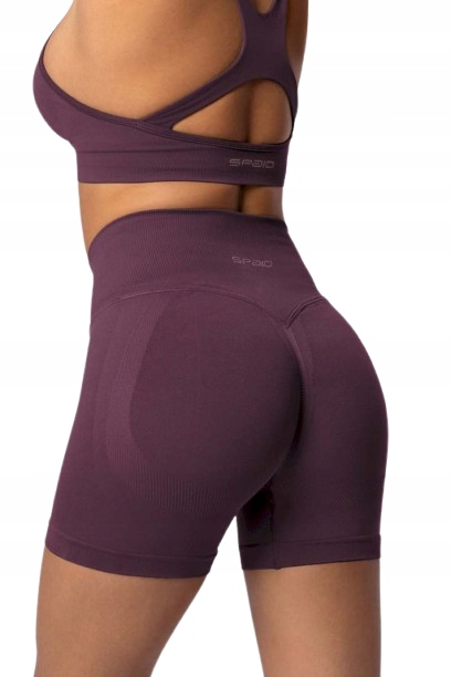 Spaio Spodenki damskie Fitness Push-up Pro śliwkowe M