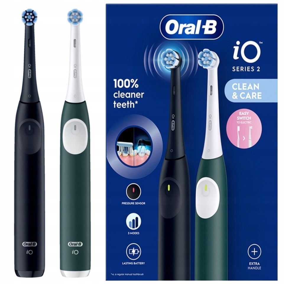 Szczoteczki Magnetyczne Oral-B iO Series 2 Dwupak Czarna i Zielona