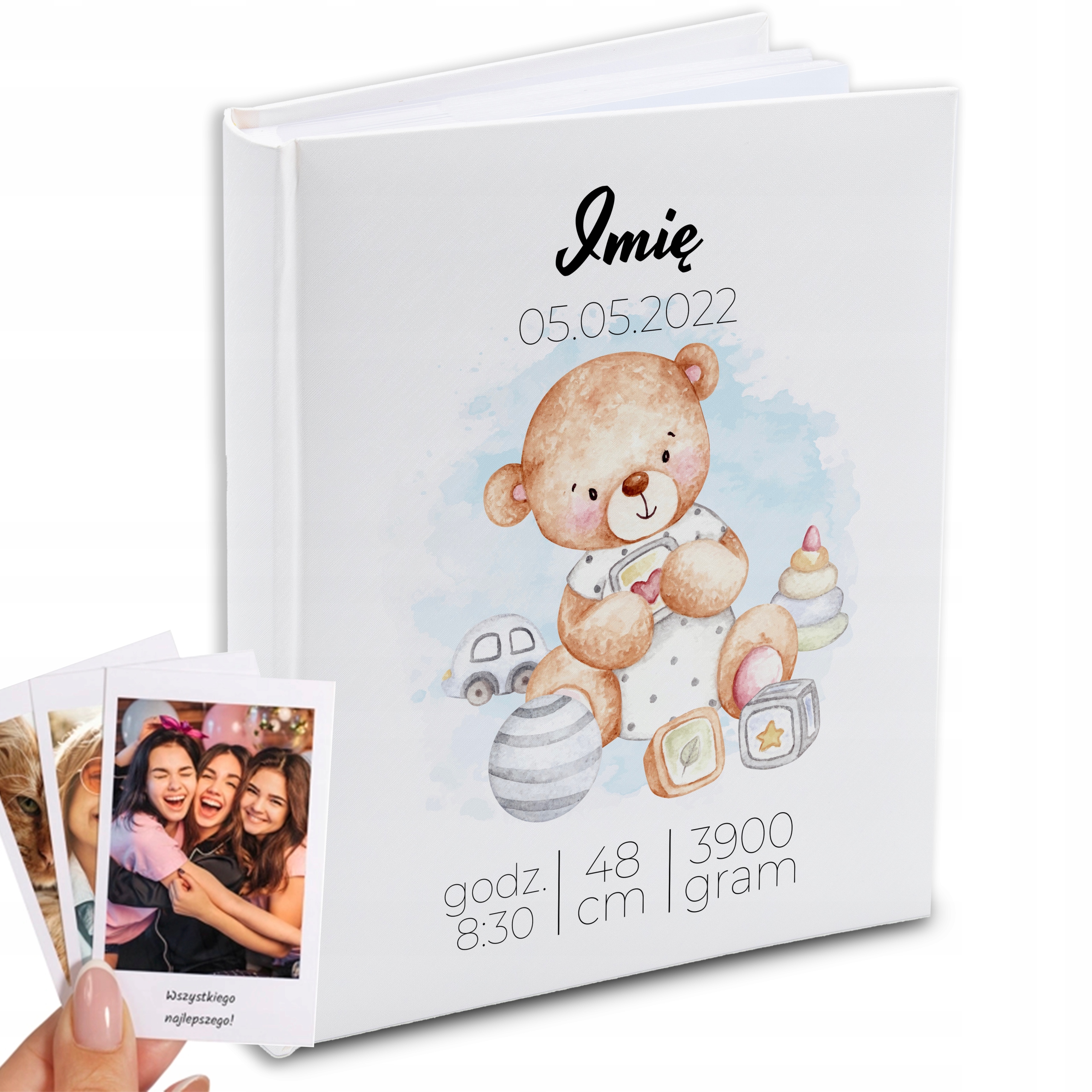 Album pro dítě Medvídek Plyšová Hračka S Hračkami Jméno Bílá s kapsami Dárek