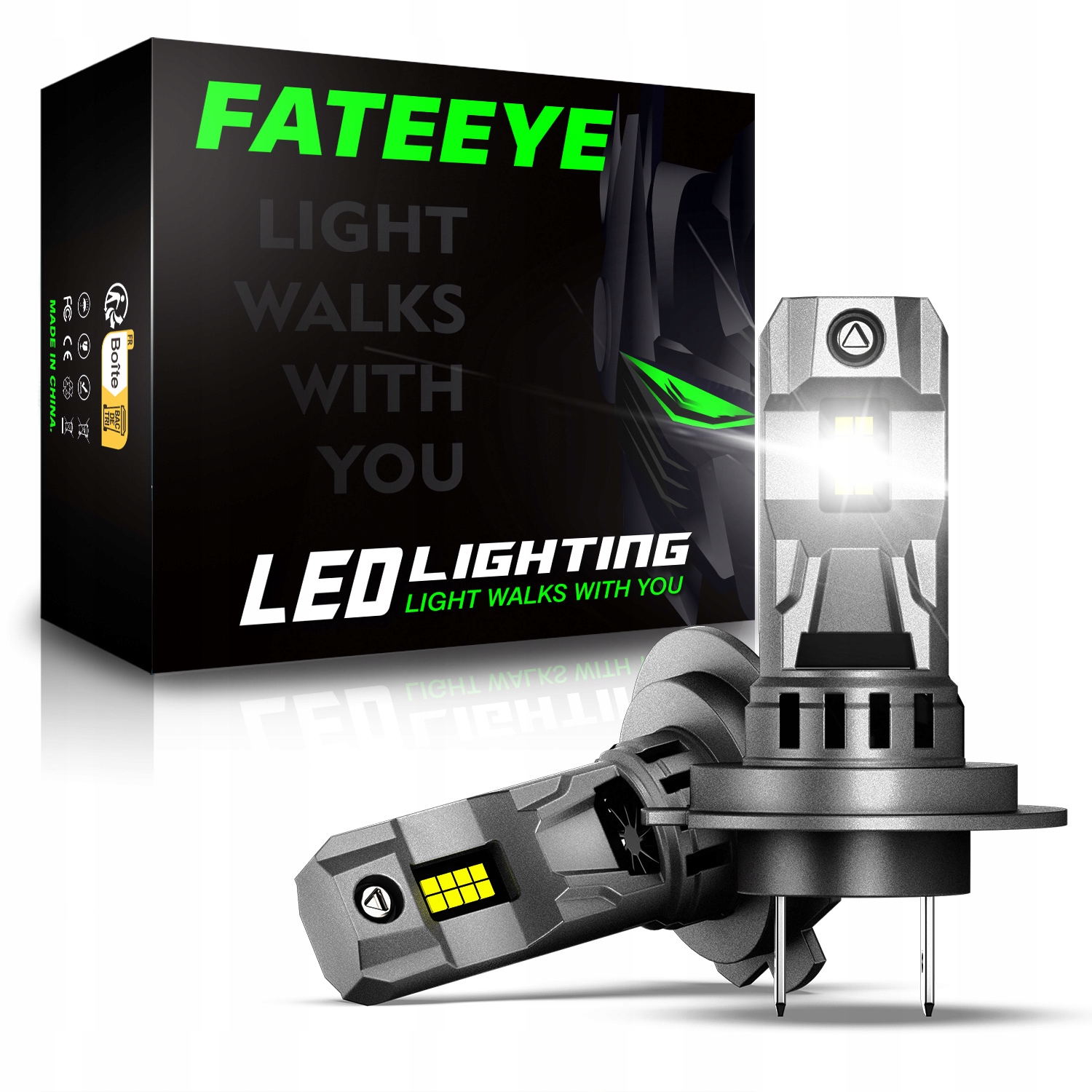 Fateye H7 Led Žárovky 70W 2 Ks 1:1 Canbus Výkonné 6500K Jasne Bílé Světlo