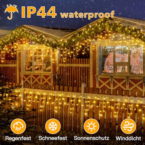 OLLNY WODOODPORNE LAMPKI ŚWIĄTECZNE GRILANDA 8 TRYBÓW 3.5M 352 LED — miniatura 11
