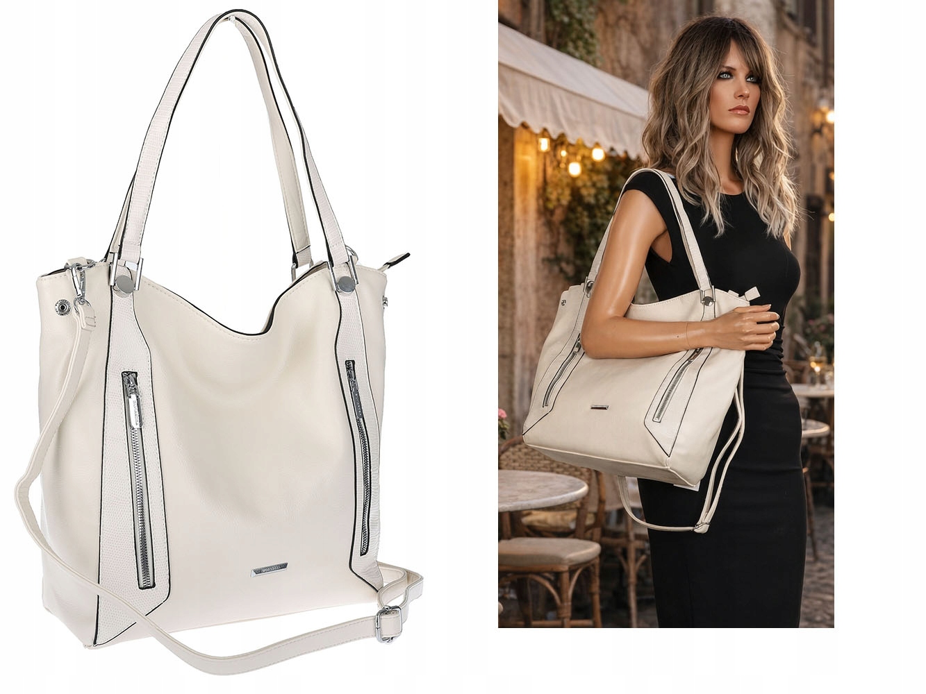 Dámská kabelka Přes Rameno Taška Shopper Módní taška přes rameno SR8257 Béžová