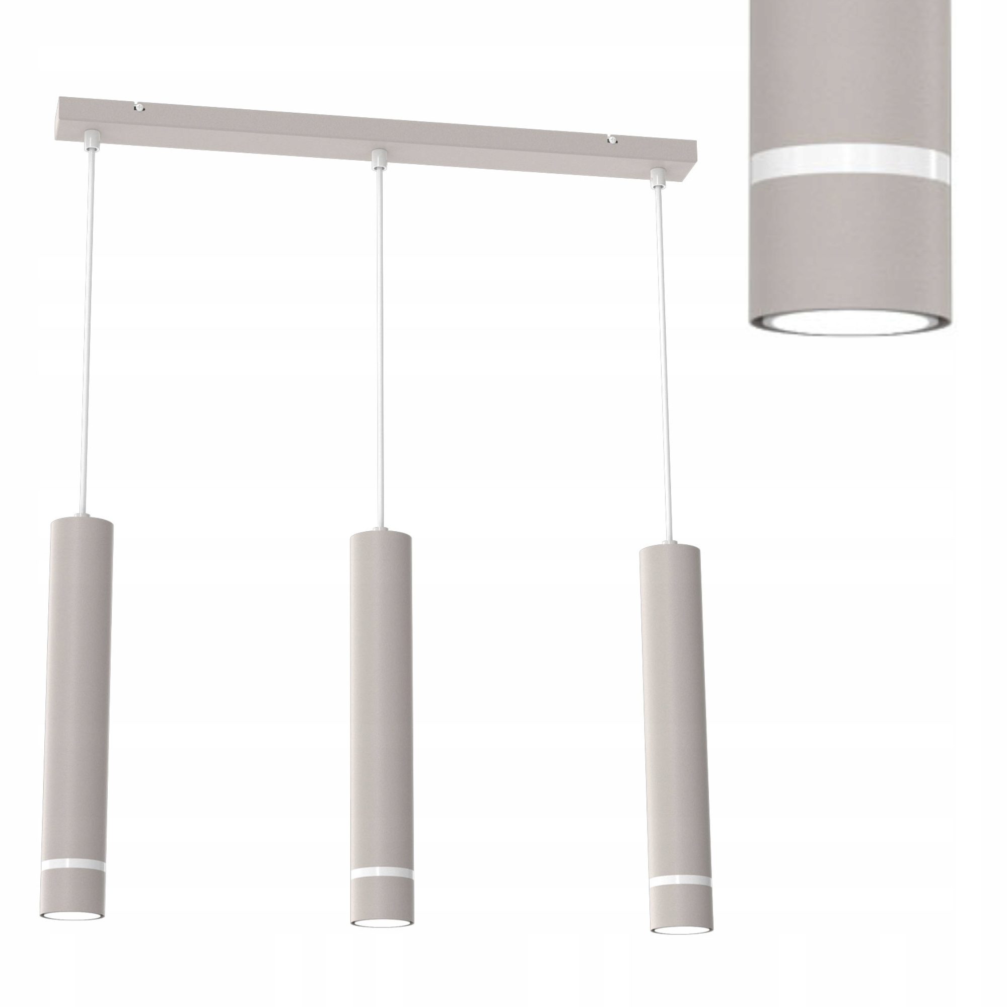 Závěsná Stropní Lampa Tuba Led GU10 Ozdobný Pásek Světlý Kašmír Bílý