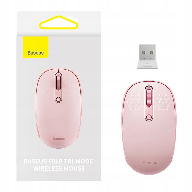 Myszka bezprzewodowa Baseus F01B 2. 4GHz Bluetooth 3. 0 5. 0 różowa
