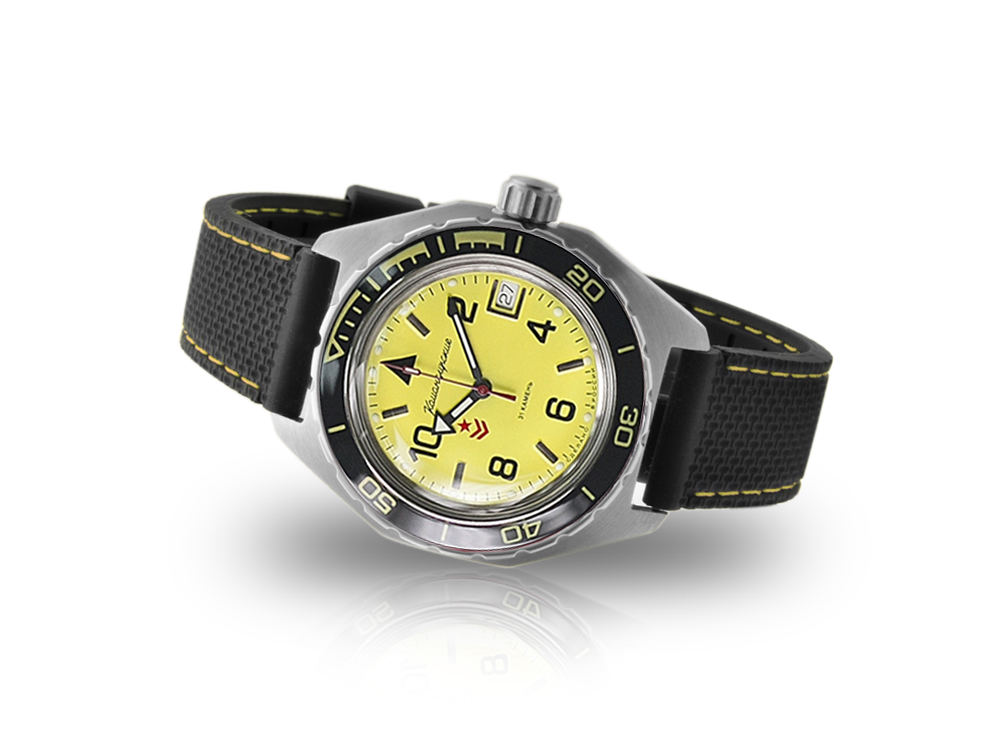 Automatické Hodinky Vostok Komandirské Retro Žluté 650855S-5072