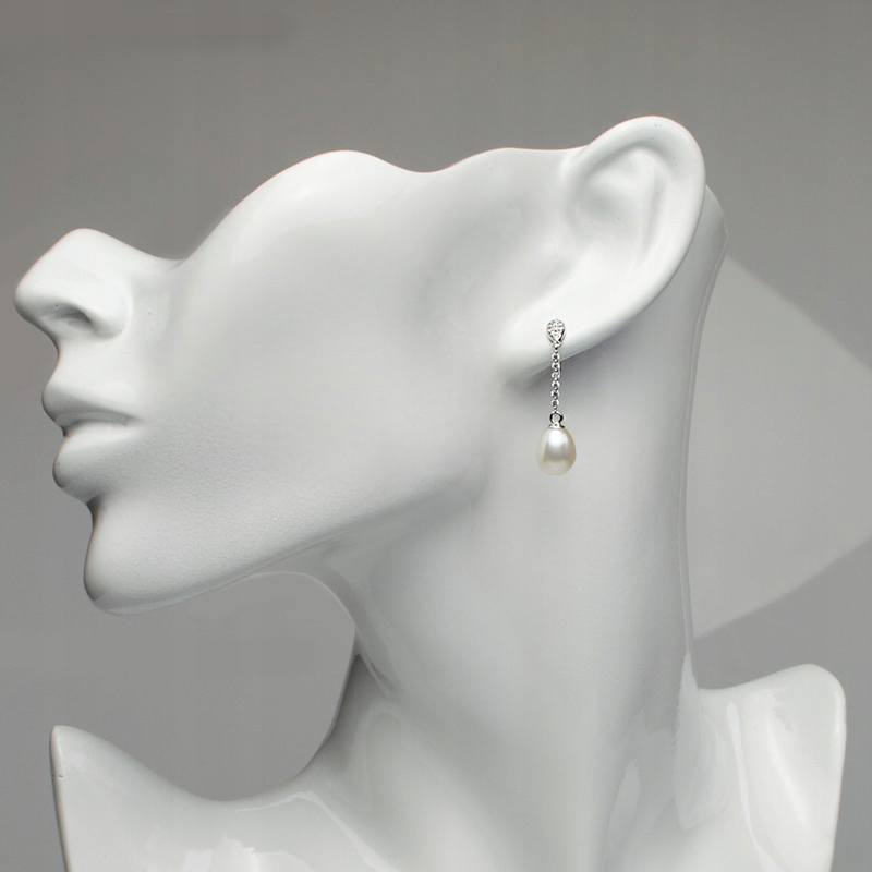 SREBRNE KOLCZYKI Z PRAWDZIWYMI OWALNYMI PERŁAMI Rodzaj zapięcia sztyft