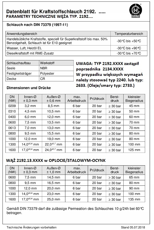 Wąż przewód przelewowy 3,2mm zbrojony Producent części inny