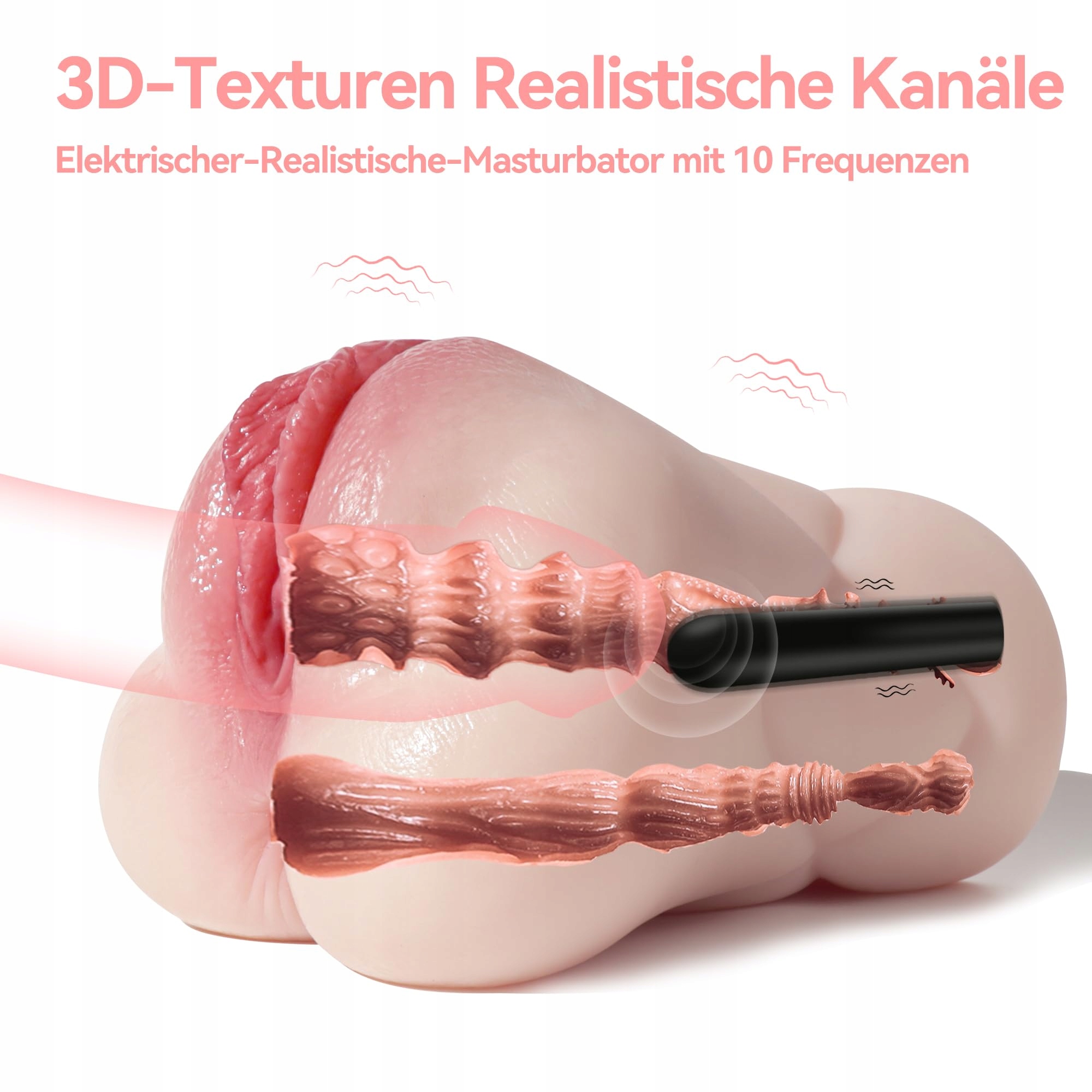 Elektryczny Masturbator 10 Trybów Wibracji 3D Vagina Dla Mężczyzn Wersja 1 — miniatura 3