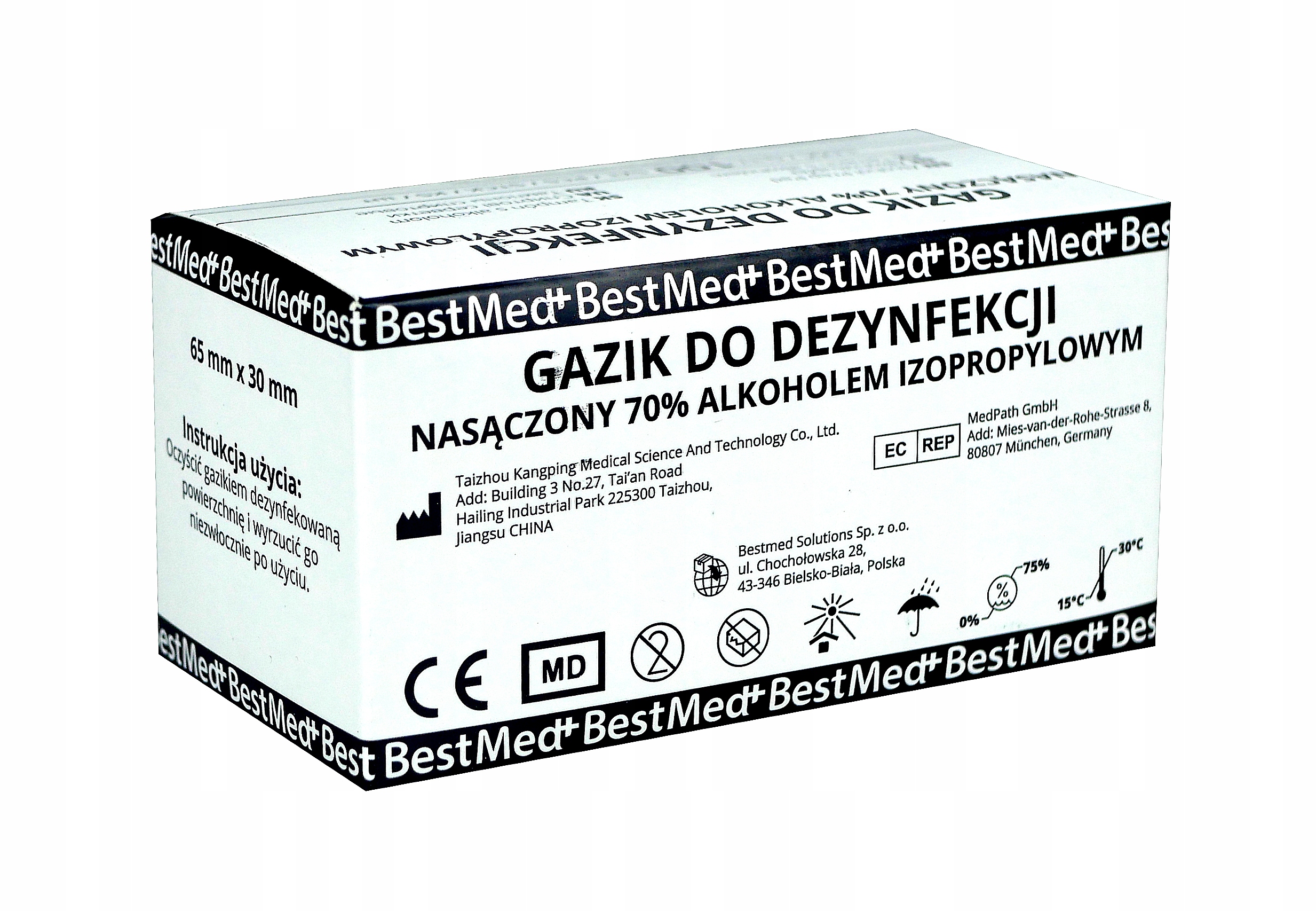

Gaziki Odkażające Nasączone Alkoholem 70% 100 Szt