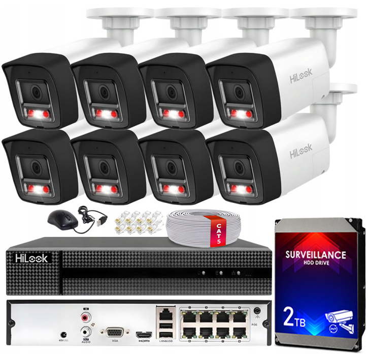 Sada na monitorovanie Ip 4K 8Mpx 8 vonkajších kamier Live Guard PoE Hdd 2TB