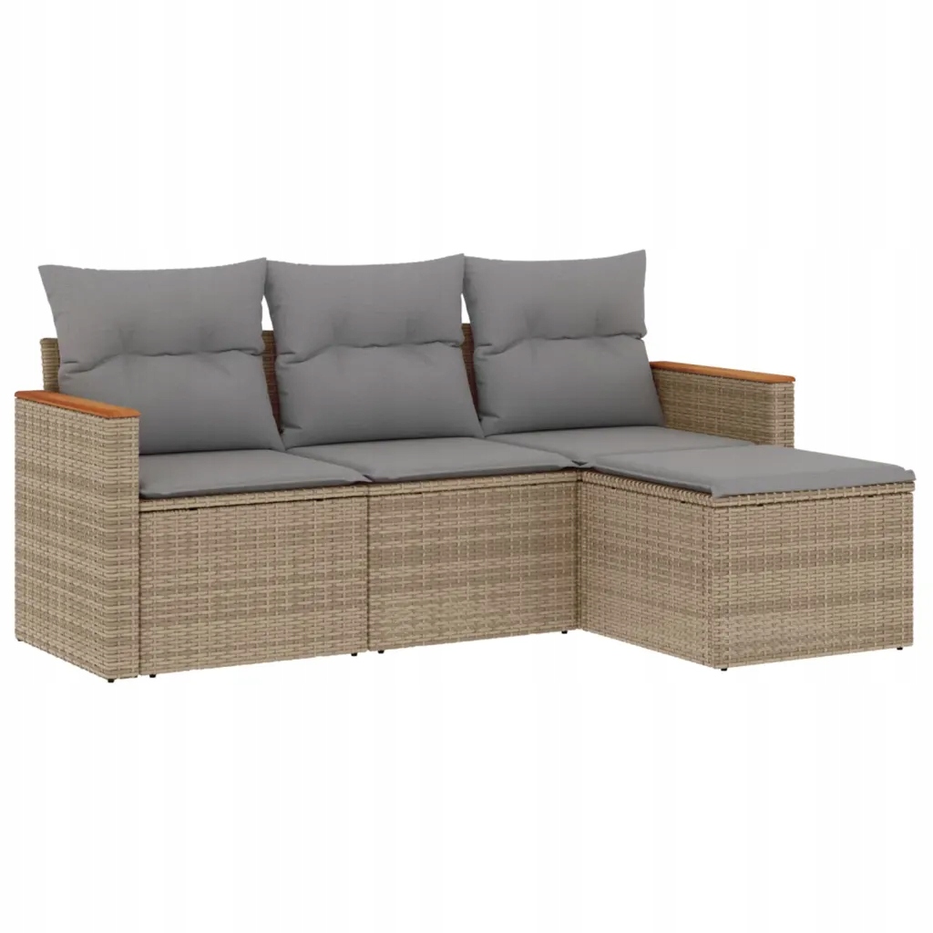 Zahradní sedací souprava béžová s Pe ratanem, 55-62 x 55-62 x 37-69 cm