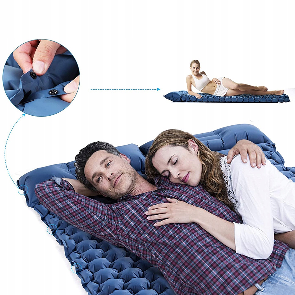 PODWÓJNY MATERAC NADMUCHIWANY Z PODUSZKAMI I POMPKĄ DO STÓP 120X200 Model nadmuchiwany materac dmuchany