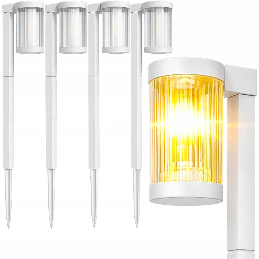 Sada 4x Solární lampa Led zapichovací zahradní bílá Lampa Filament