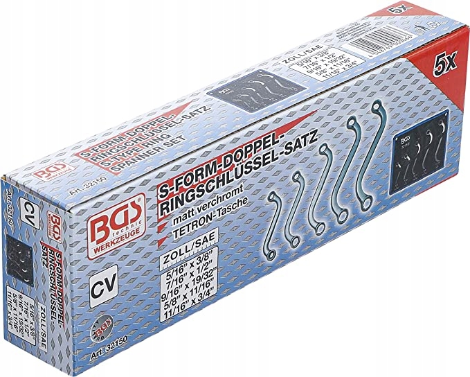 Klucze oczkowe typu S, 3/8"-3/4", 5 szt.