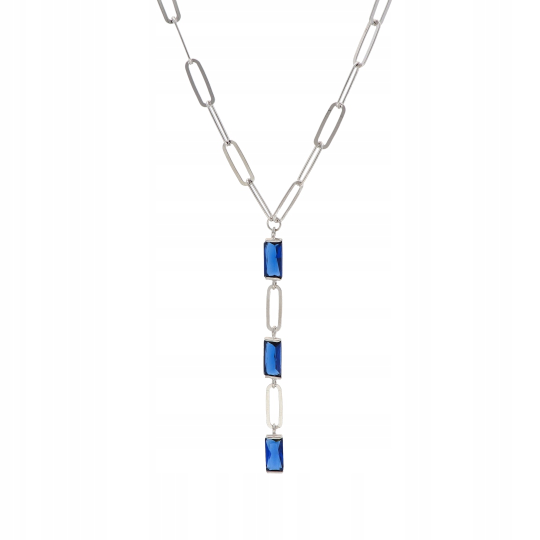 Řetízkový náhrdelník s kravatou a safírovou barvou
