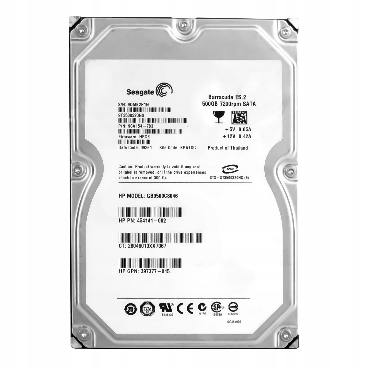 Hp 454141-002 500GB 7.2K 32MB Sata II 3.5'' GB0500C8046