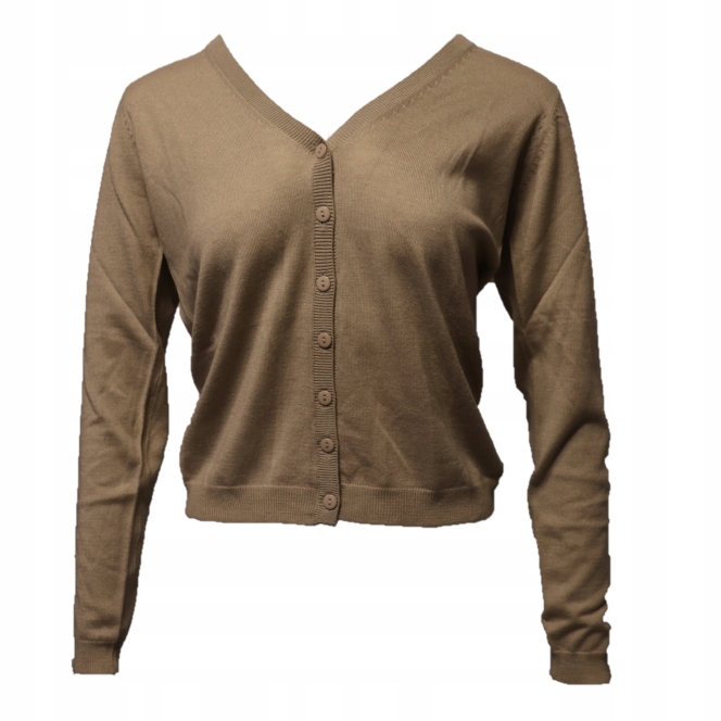 SWETER DAMSKI BEŻOWY DOPASOWANY KARDIGAN R. 42