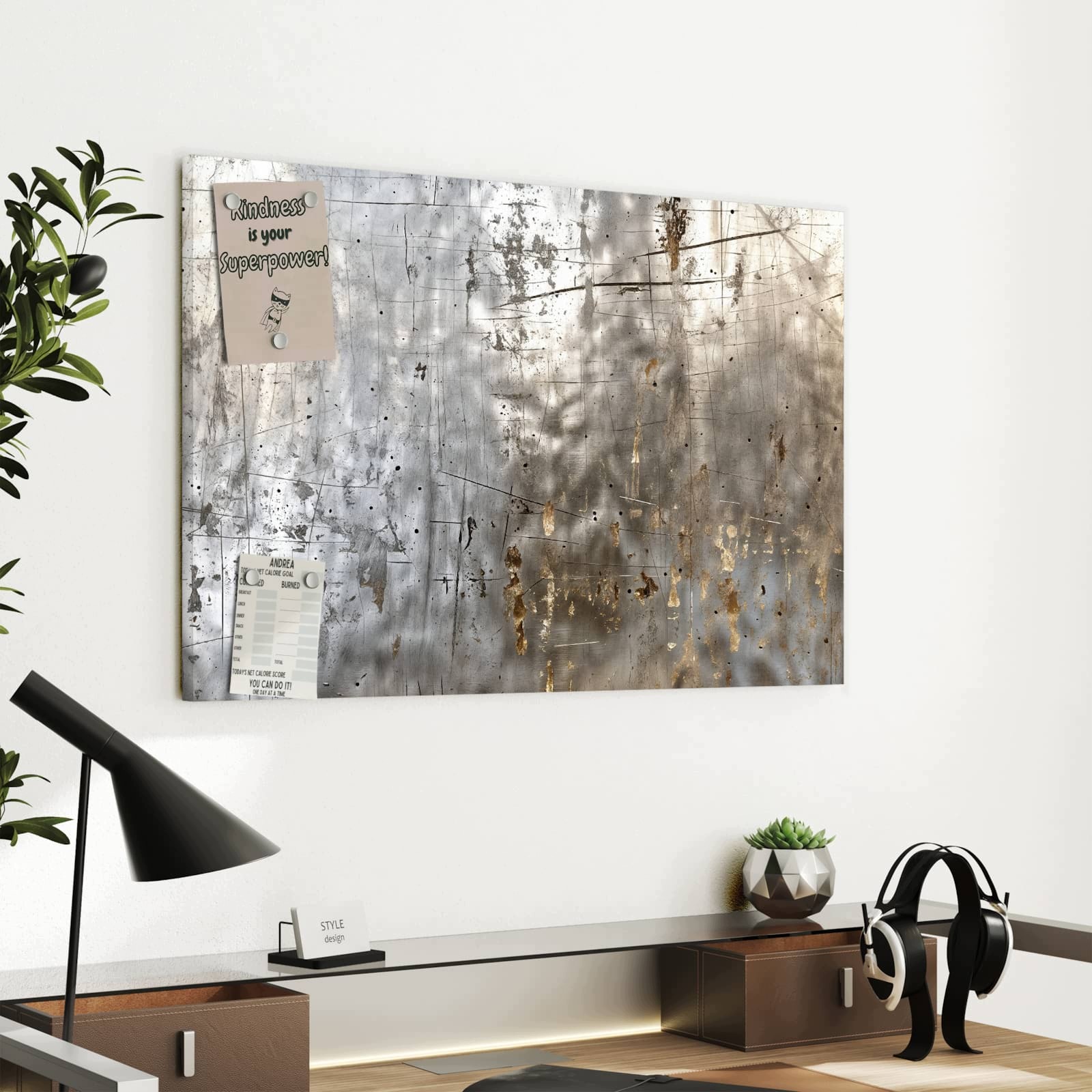 Magnetická tabule Kovové Textura škrábanců 60 × 40 cm