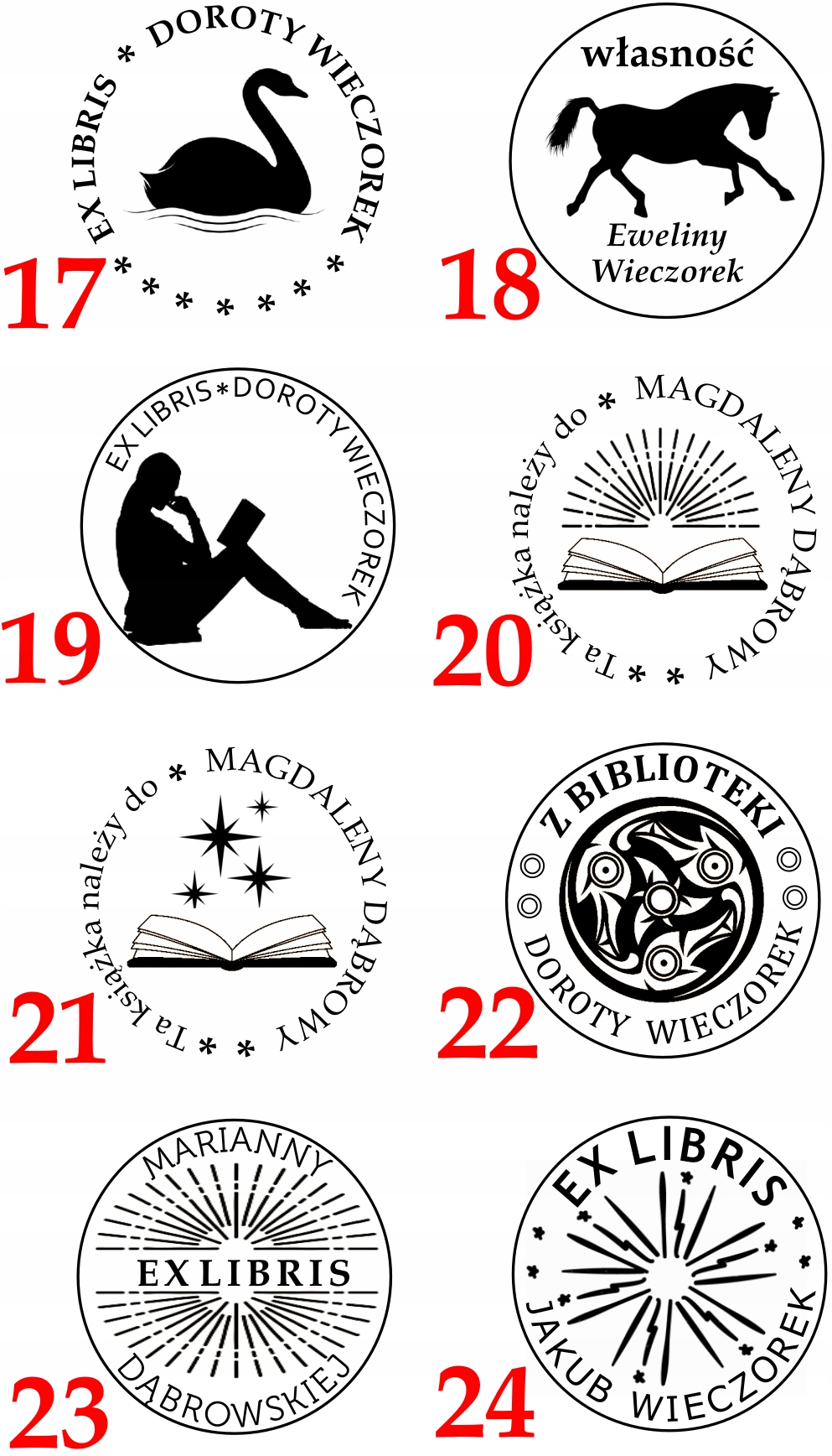 PIECZĄTKA OKRĄGŁA EX LIBRIS STEMPEL 6 CM PODUSZKA Marka inny