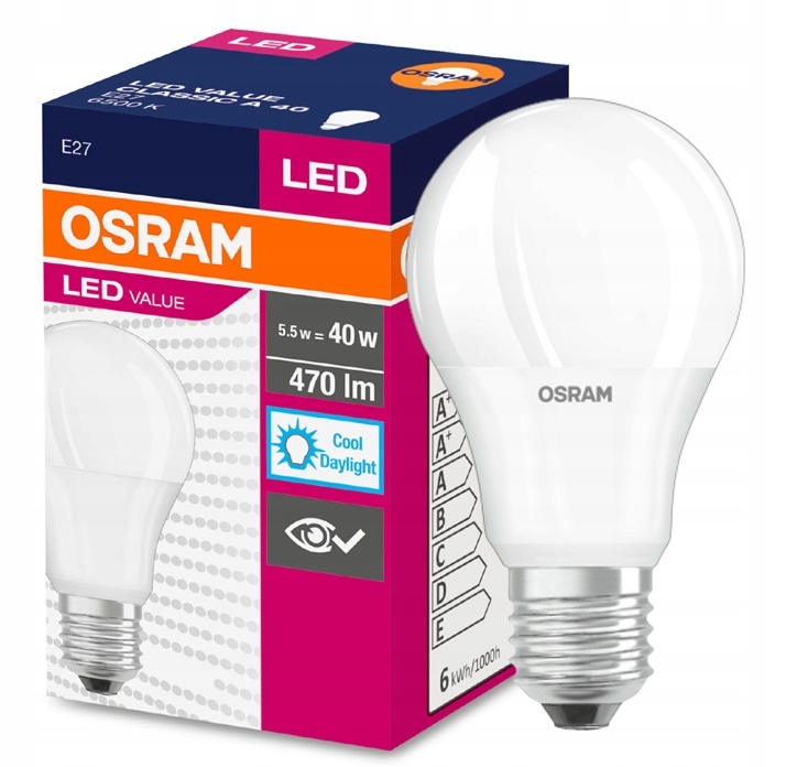 

Osram żarówka Led Value 5.5W 40W 6500K E27