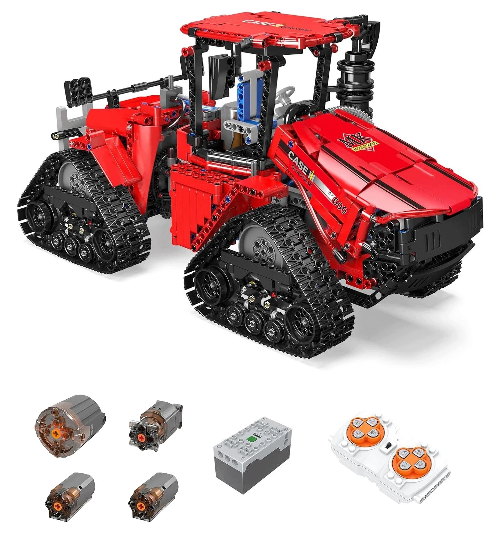Mould King 18020S zdalnie sterowany ciągnik gąsienicowy Case Ih Quadtrac715