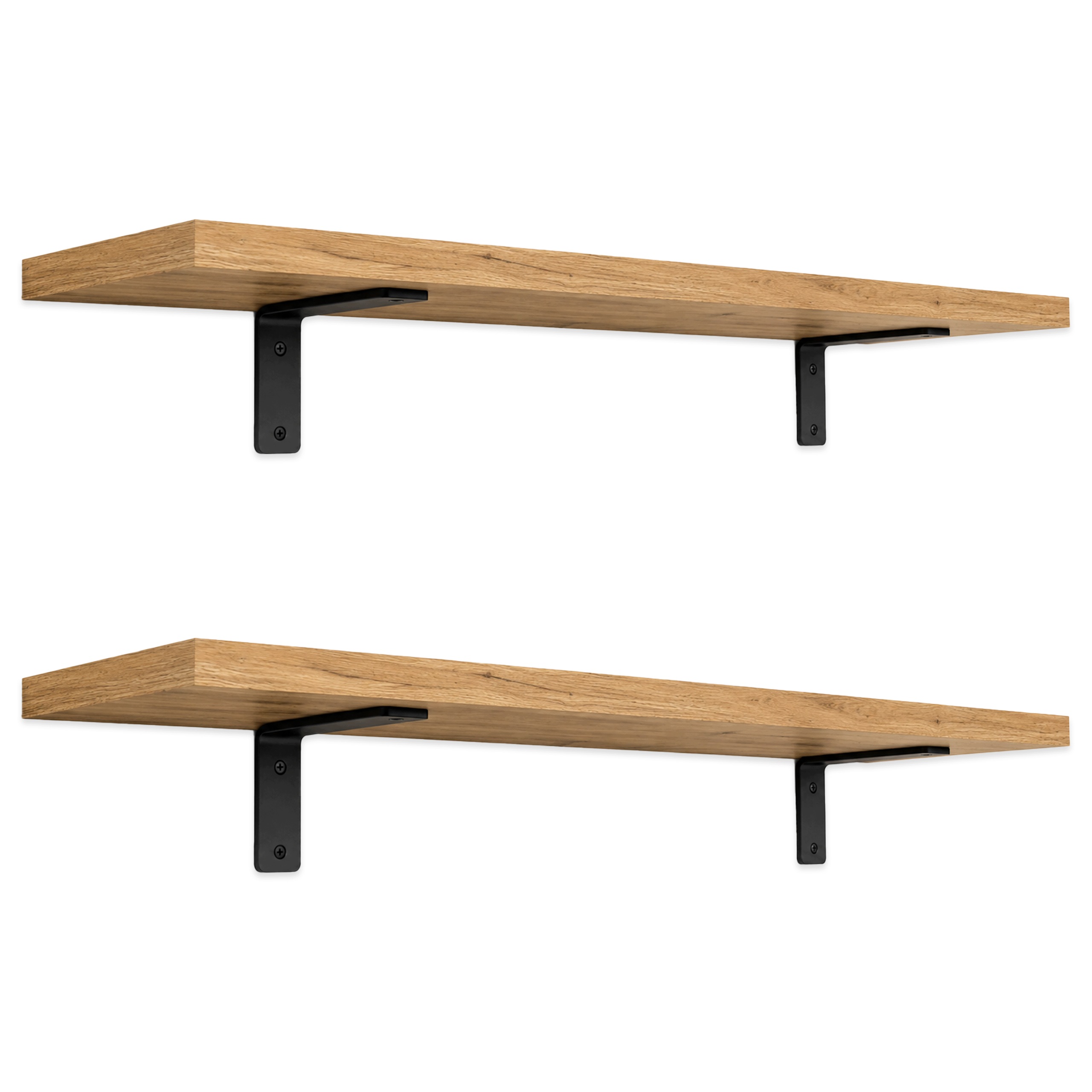 Półka Wisząca Ścienna Loft Dąb Craft Złoty Zestaw 2szt 80x20 cm Wsporniki