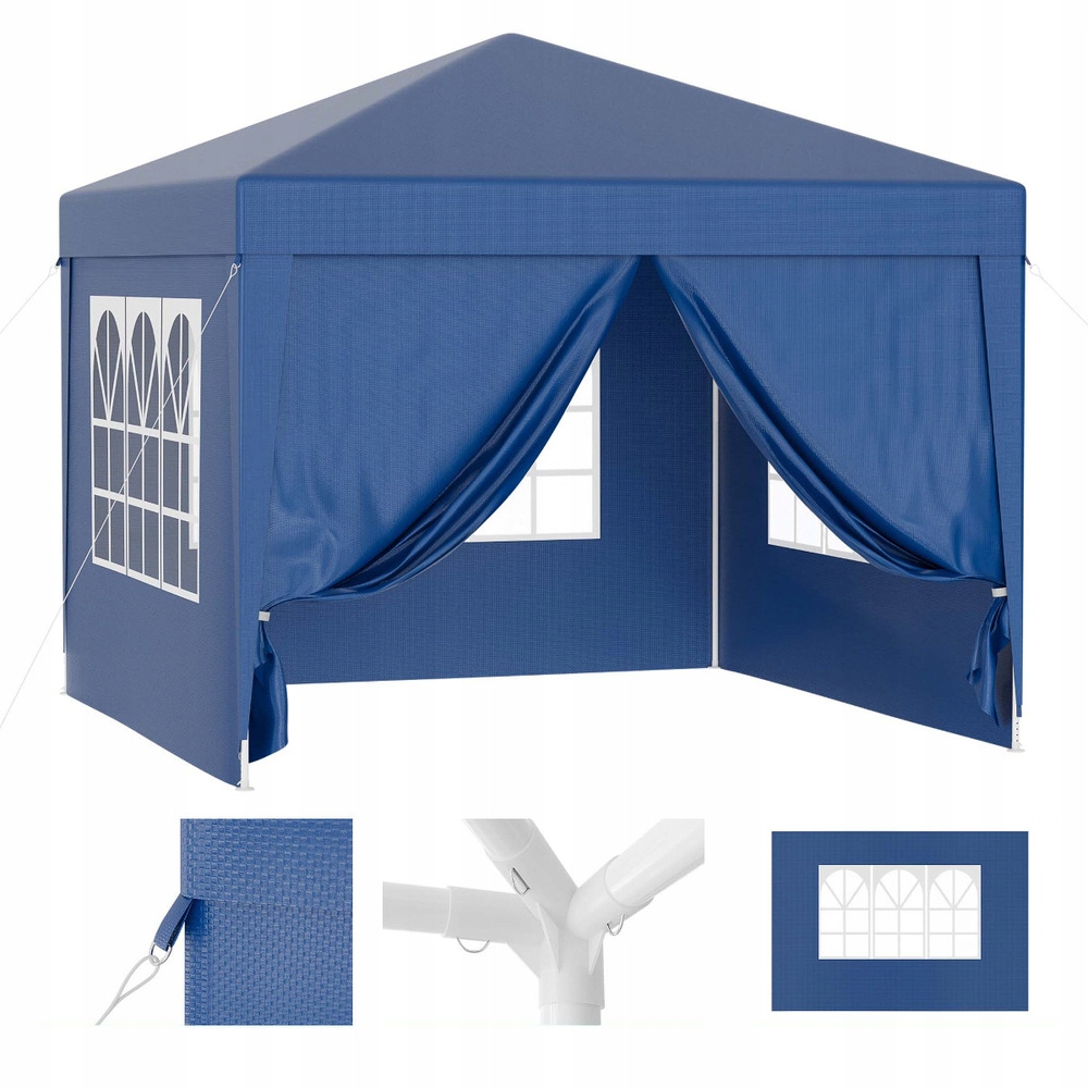Pawilon Ogrodowy Namiot Handlowy 3x3 m 4 Ściany Boczne Okna Zamek