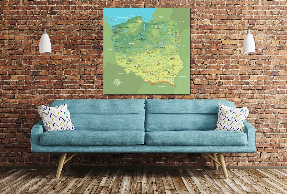 

Tablica Korkowa Mapa Polski obraz 65x65cm Polska