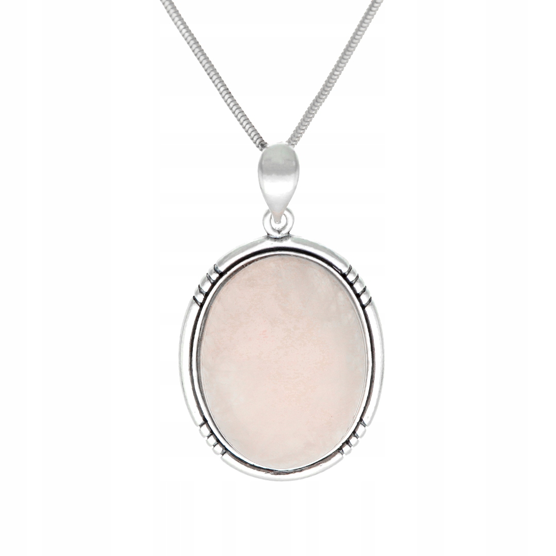 Oválný přívěsek s růžovým křemenem stříbro
