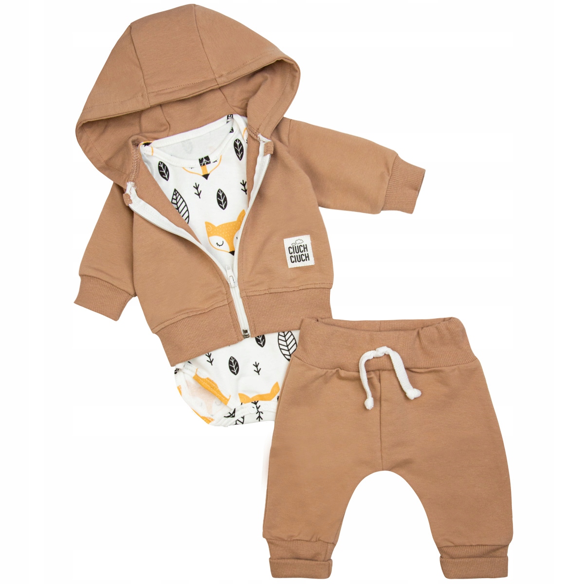 KOMPLET NIEMOWLĘCY DRESIK UNISEX 3 el. liski 86 Wiek dziecka 12 m +