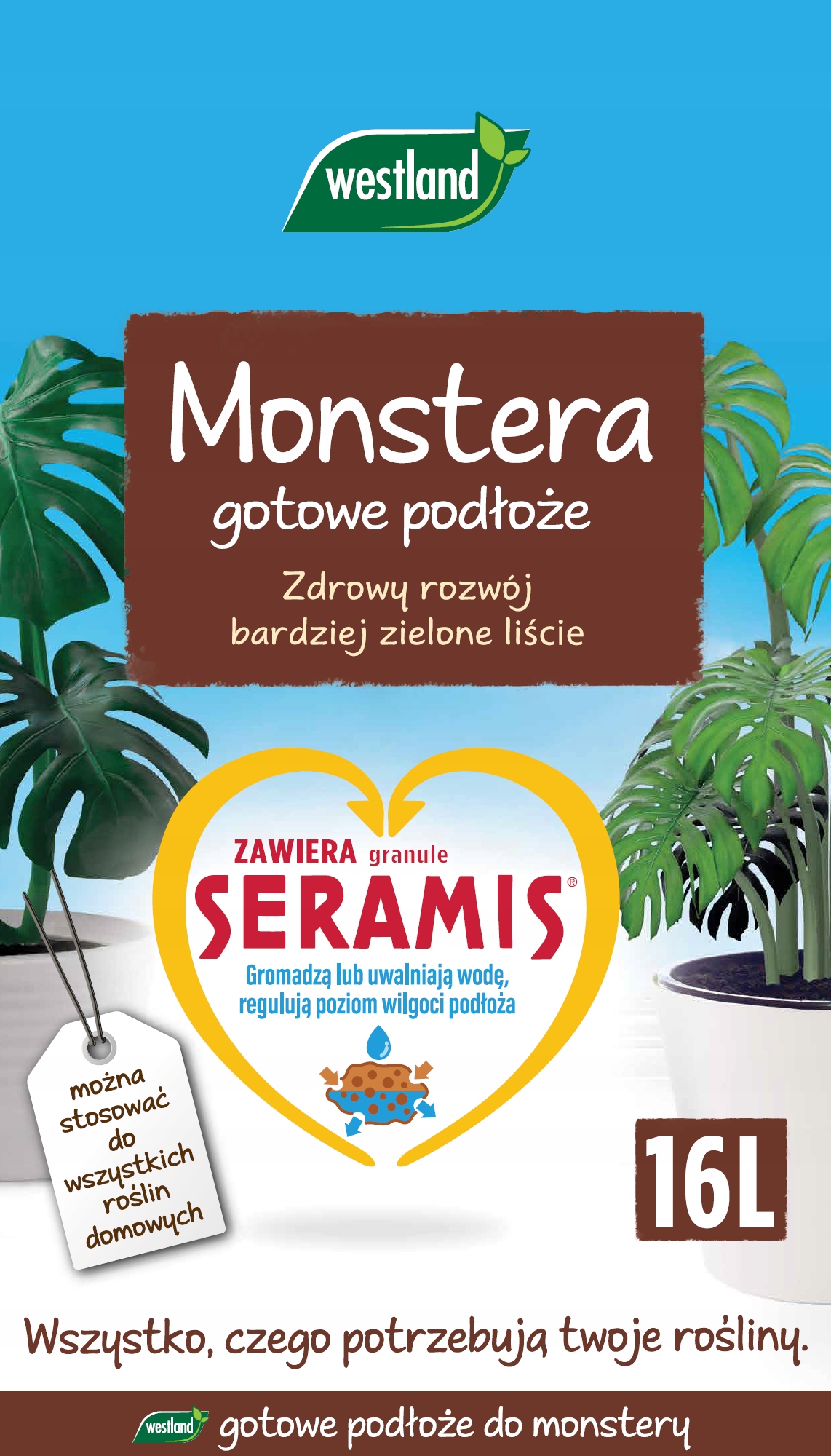 ZIEMIA DO MONSTERY - MONSTERA GOTOWE PODŁOŻE Z SERAMIS WESTLAND AŻ 16L pH 5.5-6
