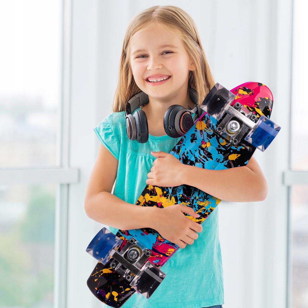 SKATEBOARD FISZKA DOSKA ŽIARENÉ RGB LED KOLESÁ Šírka 15