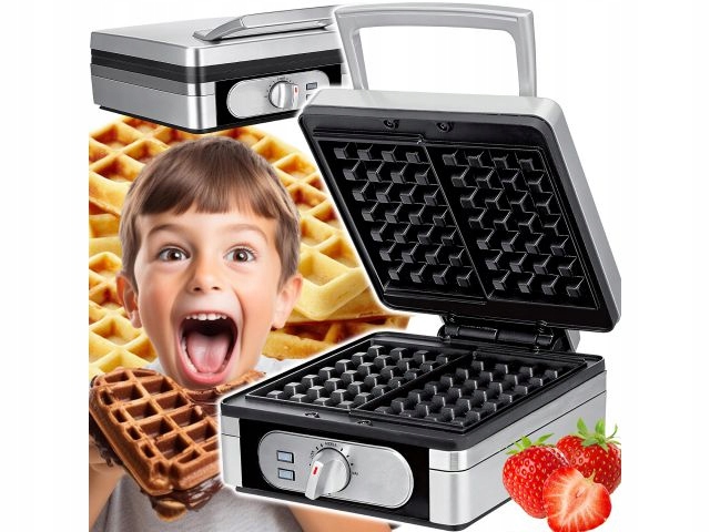 Gofrownica 1400W XXL 2 Gofry Z Regulacją Temperatury Puszyste Gofry Solidna