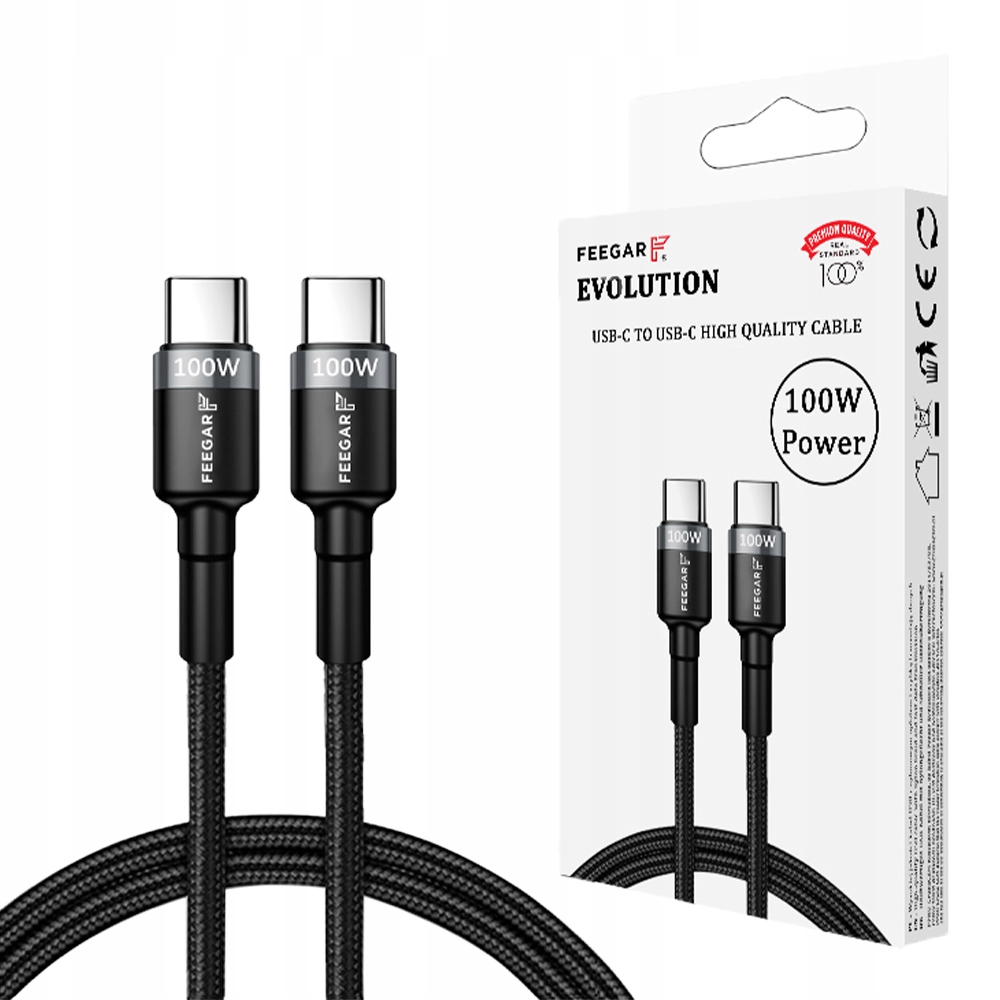 

Feegar Kabel przewód Usb-c do Type-C QC3.0 100W 5A