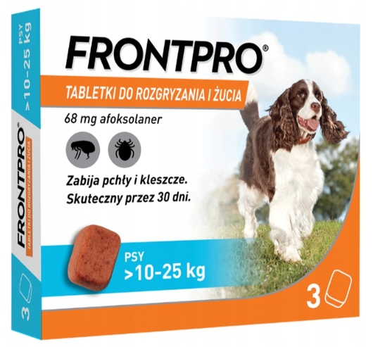 Frontpro L 68mg 3x Tabletka do Żucia na Pchły i Kleszcze dla Psa 10-25kg