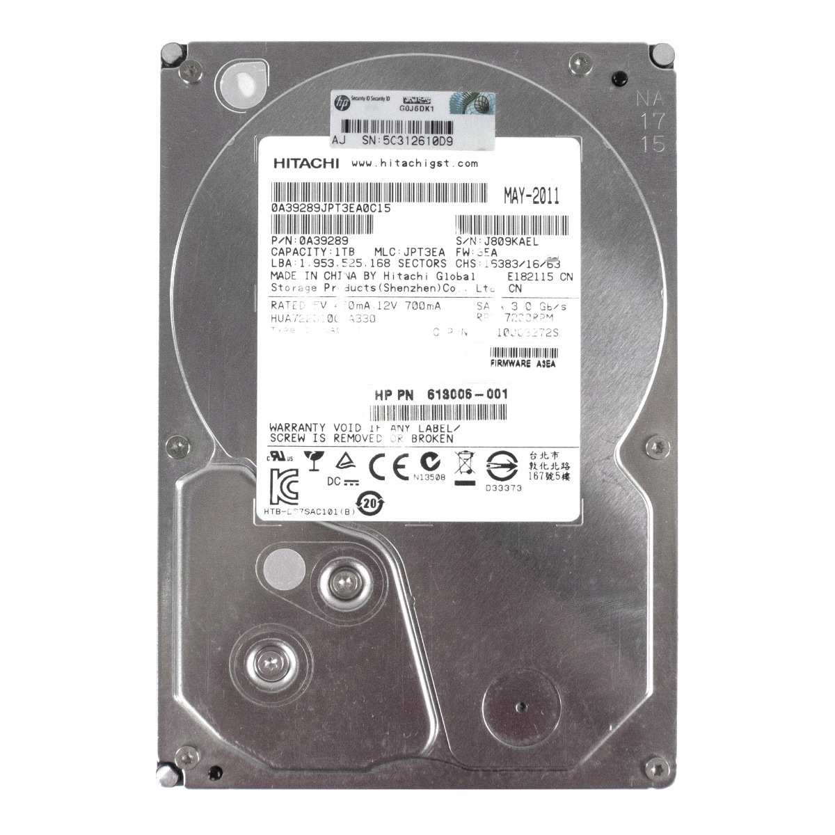 Hp 613006-001 1TB 7,2K 32MB Sata II 3,5'' HUA722010CLA330