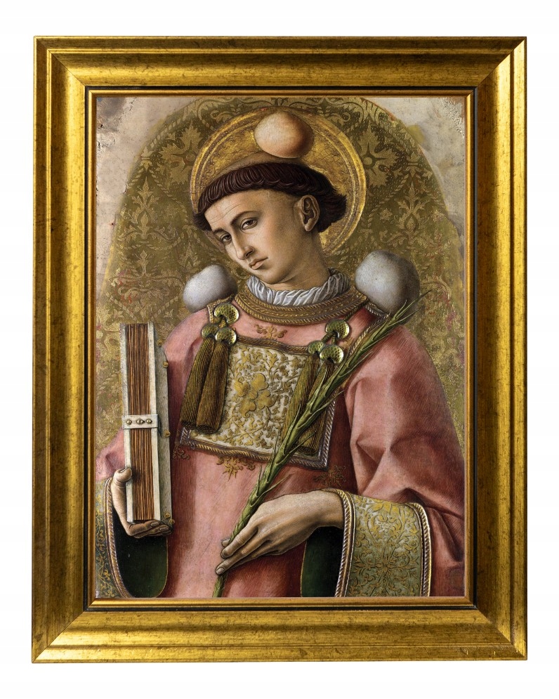 Svatý Štěpán Sakrální Obraz Na Plátně Ve Zlatém Rámu 30X40