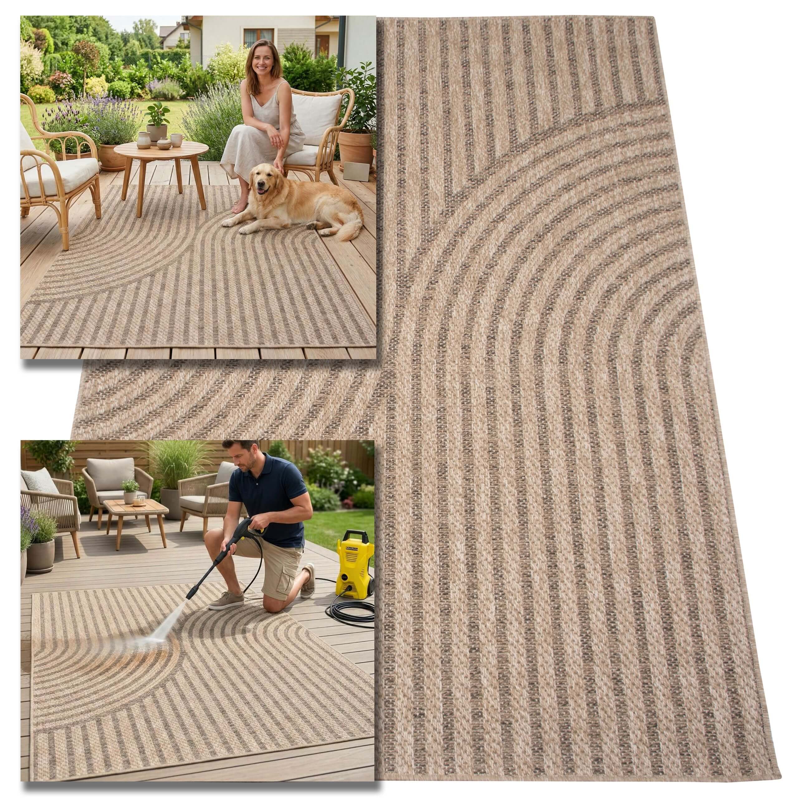 Vonkajší Terasový Koberec 160X230 Vodotesný Do Záhrady Na Terasu, Balkón, Rohož