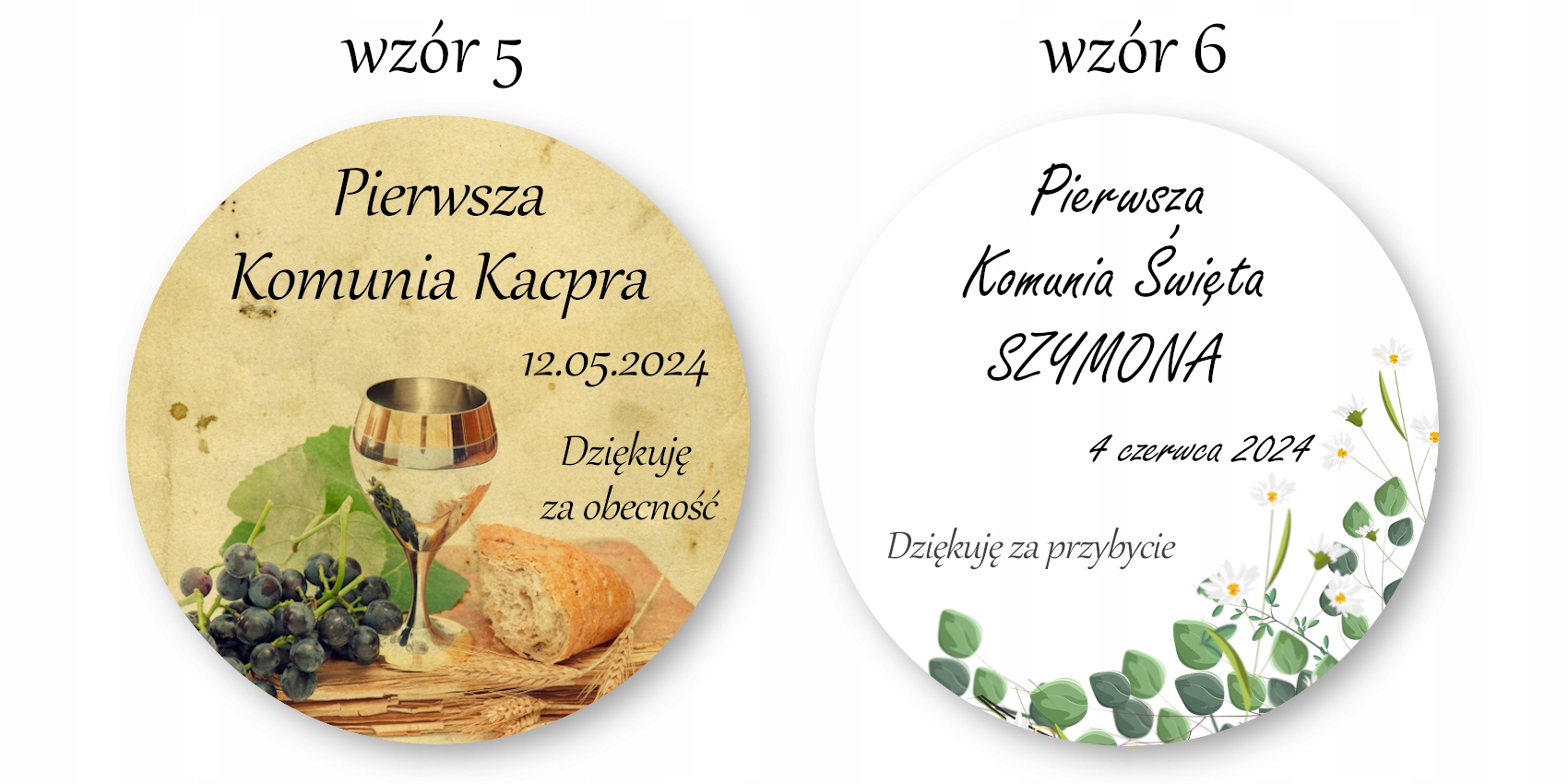 Podziękowania dla Gości MAGNES Komunia IHS Upominek PERSONALIZACJA Rodzaj magnes