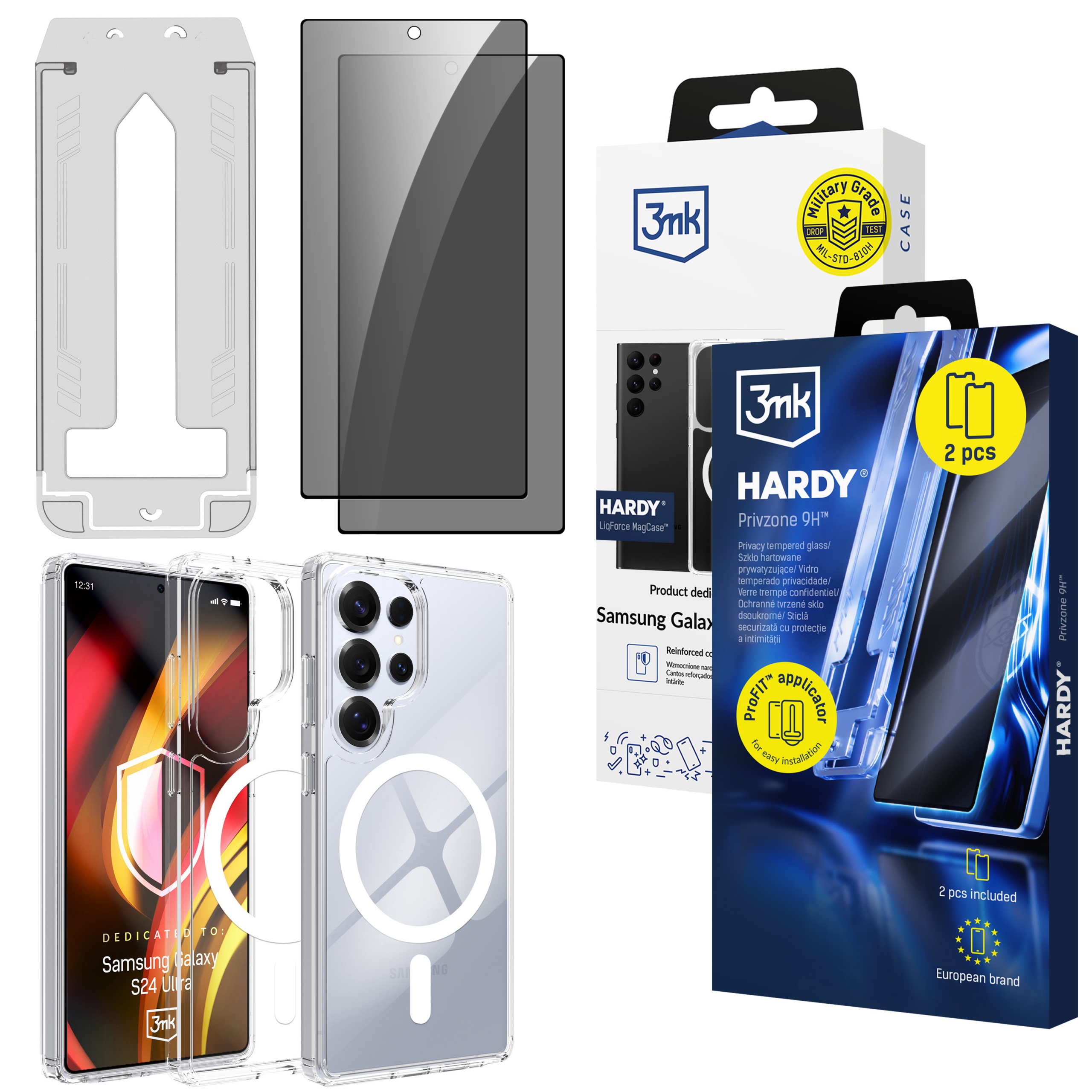 2x Tvrzené sklo 9H pouzdro 3mk na Samsung Galaxy S24 Ultra